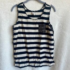 Grand & Greene Black Cream Striped Sleeveless Top Size Small
